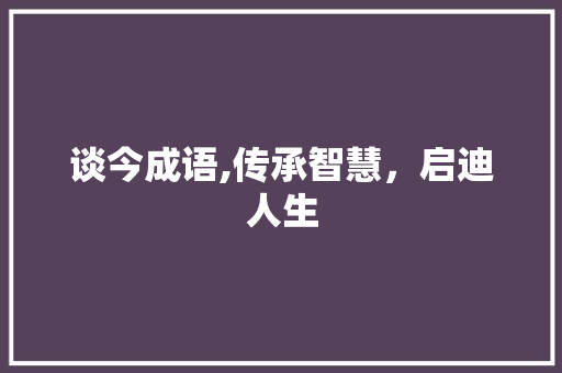 谈今成语,传承智慧，启迪人生 工作报告