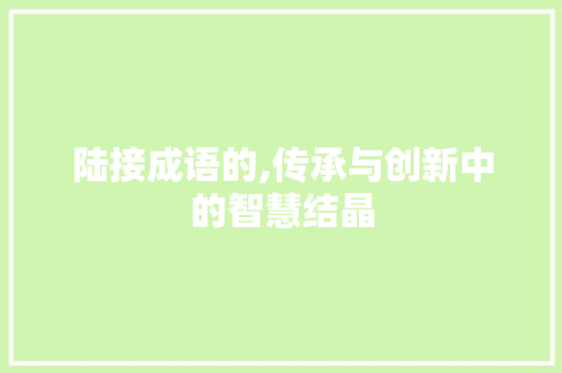 陆接成语的,传承与创新中的智慧结晶 采访稿