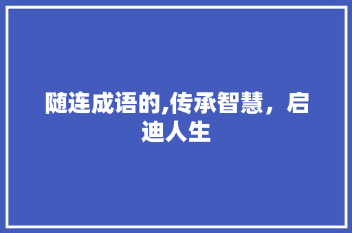 随连成语的,传承智慧，启迪人生