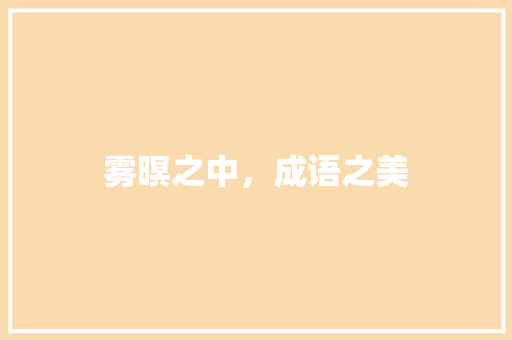 雾暝之中，成语之美