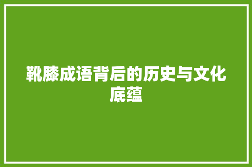 靴膝成语背后的历史与文化底蕴