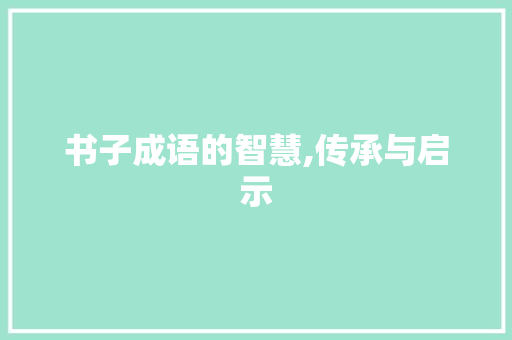 书子成语的智慧,传承与启示