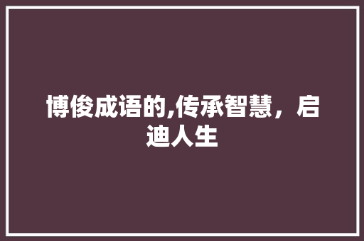 博俊成语的,传承智慧，启迪人生