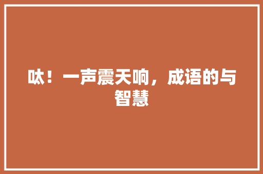 呔！一声震天响，成语的与智慧