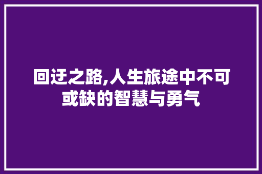 回迂之路,人生旅途中不可或缺的智慧与勇气