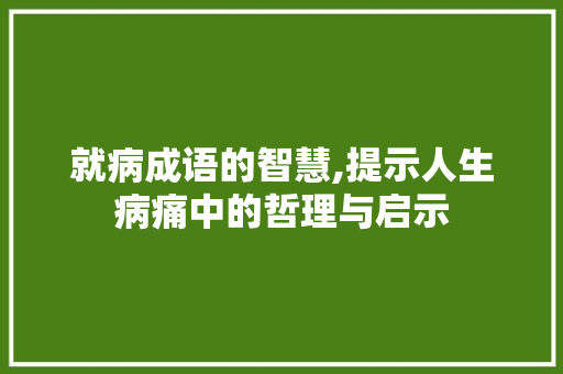 就病成语的智慧,提示人生病痛中的哲理与启示 工作报告