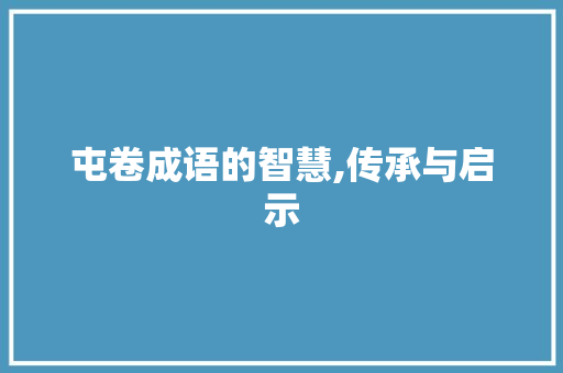 屯卷成语的智慧,传承与启示