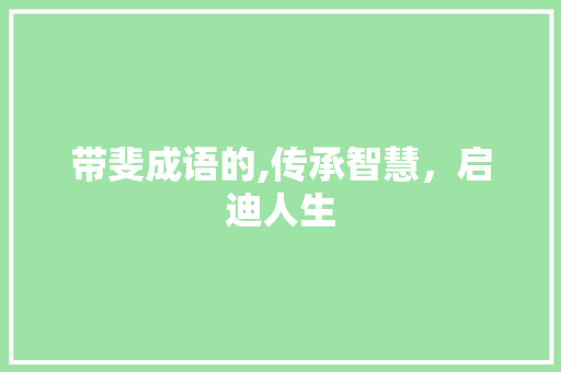 带斐成语的,传承智慧，启迪人生