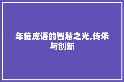 年催成语的智慧之光,传承与创新