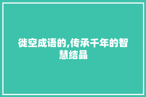 徙空成语的,传承千年的智慧结晶 采访稿