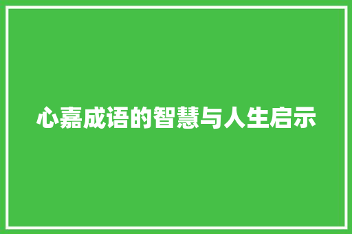 心嘉成语的智慧与人生启示