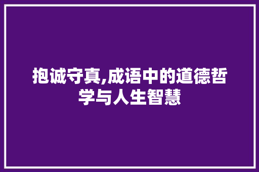 抱诚守真,成语中的道德哲学与人生智慧 工作类