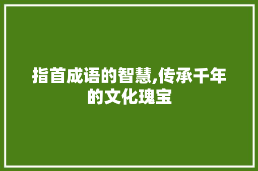 指首成语的智慧,传承千年的文化瑰宝