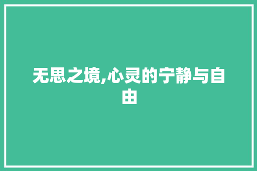 无思之境,心灵的宁静与自由