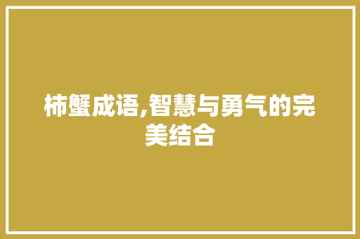 柿蟹成语,智慧与勇气的完美结合
