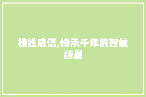 桂姓成语,传承千年的智慧结晶 特写稿