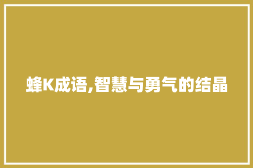 蜂K成语,智慧与勇气的结晶