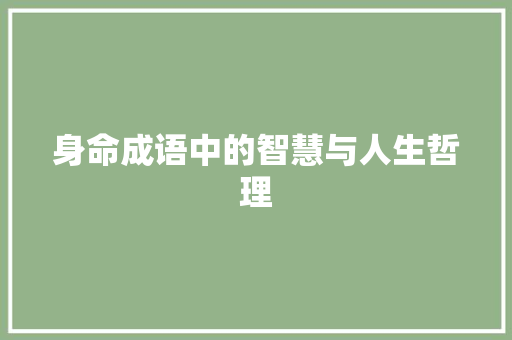 身命成语中的智慧与人生哲理