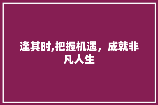 逢其时,把握机遇，成就非凡人生