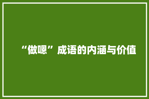 “做嗯”成语的内涵与价值