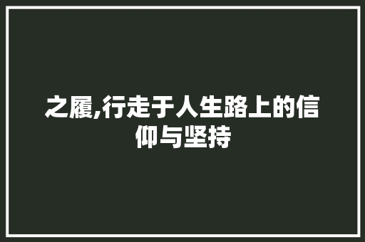 之履,行走于人生路上的信仰与坚持