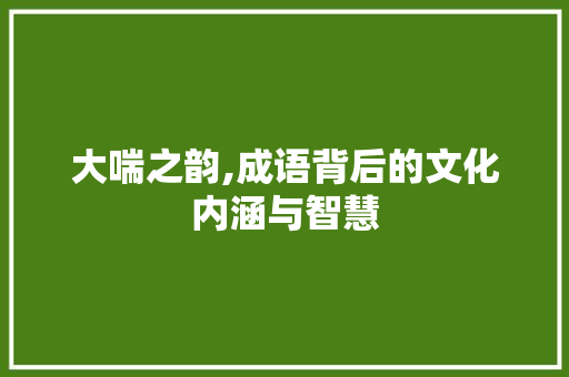 大喘之韵,成语背后的文化内涵与智慧 工作类