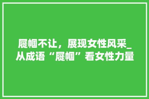 屣帼不让，展现女性风采_从成语“屣帼”看女性力量