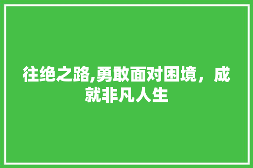 往绝之路,勇敢面对困境，成就非凡人生