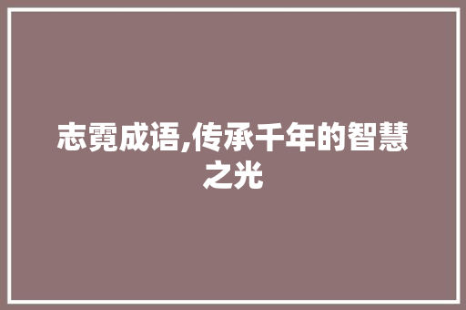 志霓成语,传承千年的智慧之光