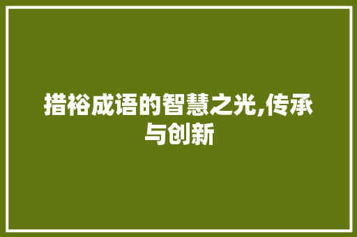 措裕成语的智慧之光,传承与创新