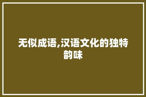 无似成语,汉语文化的独特韵味