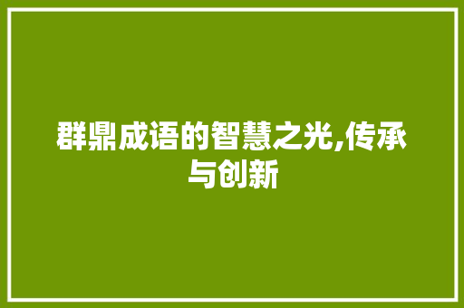 群鼎成语的智慧之光,传承与创新