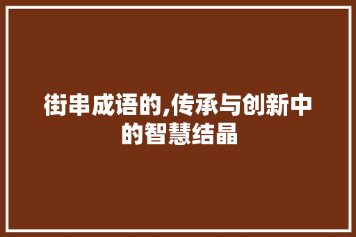 街串成语的,传承与创新中的智慧结晶