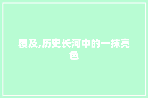 覆及,历史长河中的一抹亮色