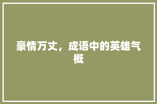 豪情万丈，成语中的英雄气概