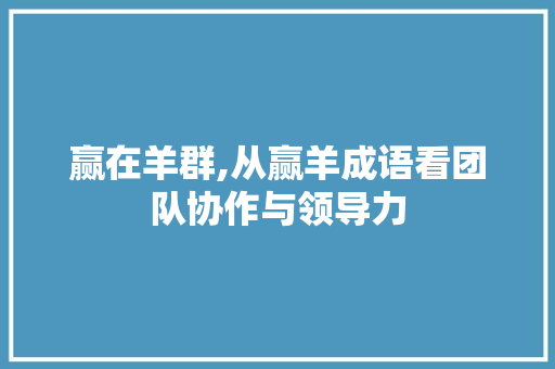 赢在羊群,从赢羊成语看团队协作与领导力