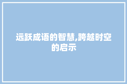 远跃成语的智慧,跨越时空的启示
