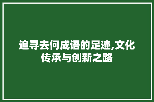 追寻去何成语的足迹,文化传承与创新之路