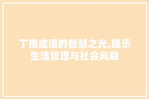 丁瘦成语的智慧之光,提示生活哲理与社会风貌
