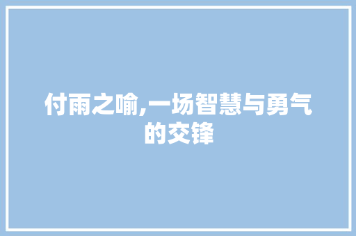 付雨之喻,一场智慧与勇气的交锋