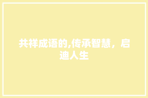 共祥成语的,传承智慧，启迪人生