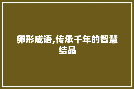 卵形成语,传承千年的智慧结晶