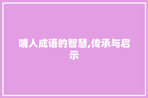 哺人成语的智慧,传承与启示