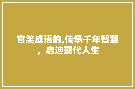 宫笑成语的,传承千年智慧，启迪现代人生 工作报告