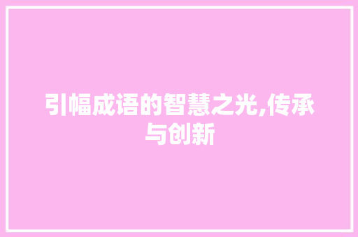 引幅成语的智慧之光,传承与创新