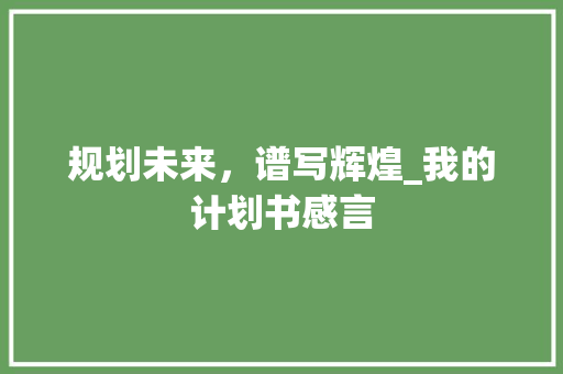 规划未来，谱写辉煌_我的计划书感言