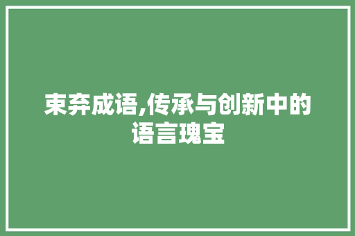 束弃成语,传承与创新中的语言瑰宝 特写稿