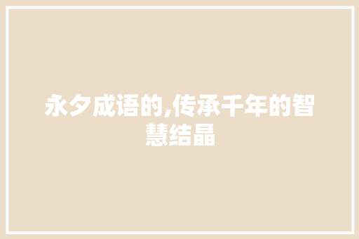 永夕成语的,传承千年的智慧结晶