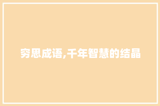 穷思成语,千年智慧的结晶