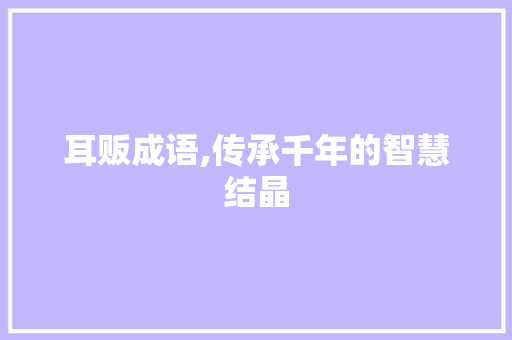 耳贩成语,传承千年的智慧结晶